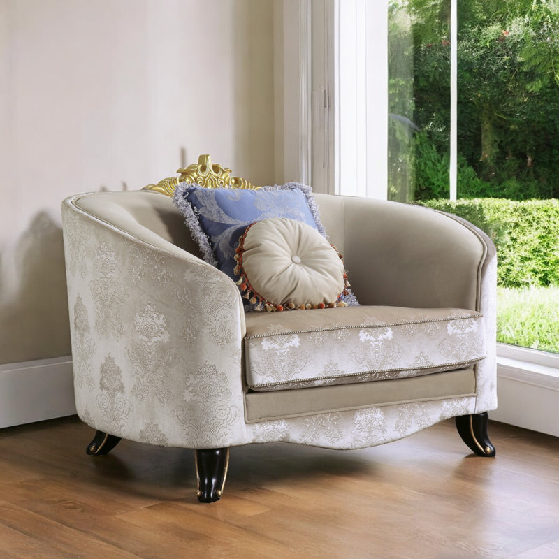 House of Hampton® Lawerence 51" Wide Barrel Chair in Cream | Wayfair